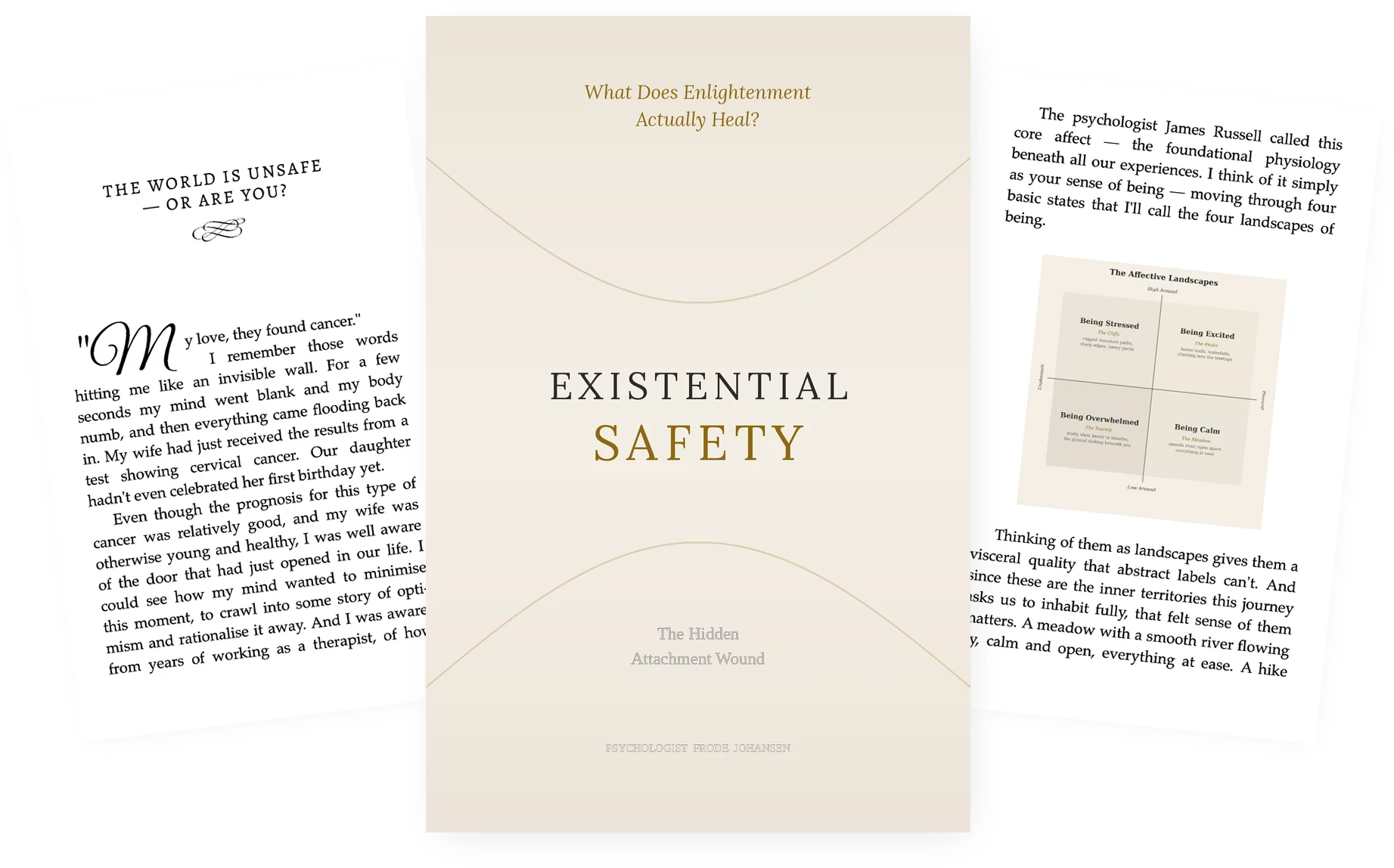 Existential Safety by Frode Johansen — book cover and open pages showing the EAST framework